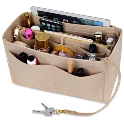 China Sustainable Purse Organizer Insert Felt Bag Organizer With Zipper for sale