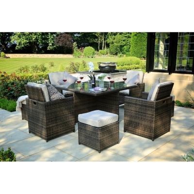 China Eco - Friendly 8 Seater Outdoor Cube Dining Sets Garden Furniture Balcony Rattan Table Chair Set for sale