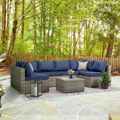 China Eco-friendly Modern Outdoor Garden Sofa Couch Outdoor Garden Furniture Outdoor Sectional Patio Rattan Furniture Set for sale