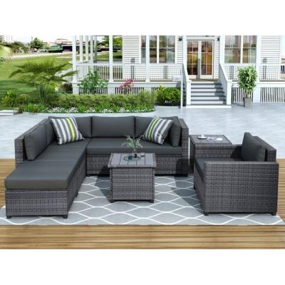 China Eco-friendly Luxury Outdoor Sectional Wicker Rattan Sofa Rattan Furniture Wood Set Outdoor Furniture for sale