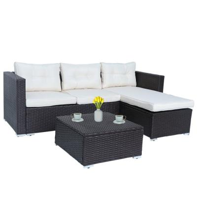 China Modern Factory Price L Shape PE Wicker Rattan Furniture Outdoor Garden Sofa Sets for sale