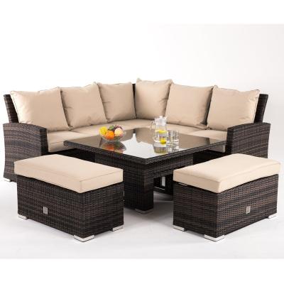 China Eco-Friendly Warm Rattan Royal Winchester Corner Dining Set With Ice Bucket Table Rising Corner Sofa Set In Winchester for sale