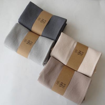 China Solid Color QUICK DRY Simple Cotton Waffle Linen Kitchen Towel for sale