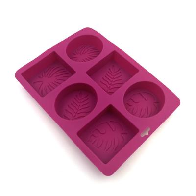 China Sustainable Custom Square Oval Shape 6 Cavity Silicone Soap Molds With Decorative Pattern Flowers for sale