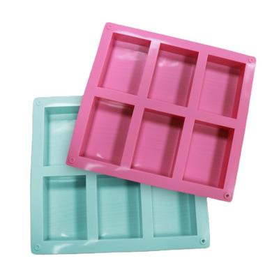 China Factory Viable Custom Rectangle Mold Cake Pan Biscuit Chocolate Mold Silicone DIY Soap Baking Mold with 6 Cavities for sale