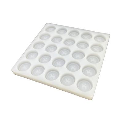 China Food Grade Sustainable High Quality Reusable Clear Silicone 25 Cavity Round Ice Cube Mold With Custom Logo for sale