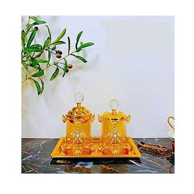 China The gold table censer of simple modern gold combination of Arab ceramic metal censer for sale