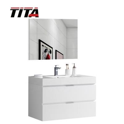 China 2020 modern bathroom wall cabinet with polymarble sink for sale