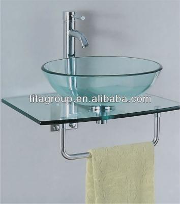 China Shampoo sinks transparent tempered glass bathroom basin for sale