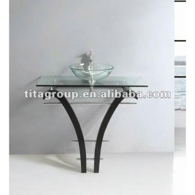 China Shampoo Sinks Clear Glass Wash Basin Models With #304 Stainless Steel Base for sale