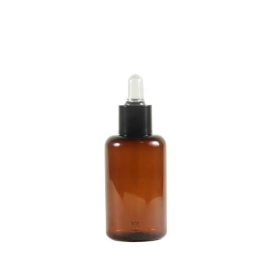 China Wholesale New Product China Cosmetics China PET 75ml Amber Bottle Essential Oils Bottle Plastic Essence Bottle With Dropper for sale