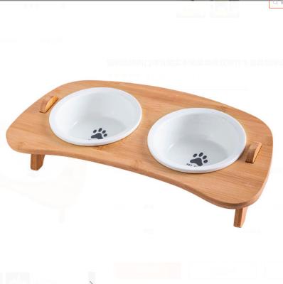 China Sustainable Custom Pet Dining Table Natural High Wooden Pet Feeder for sale