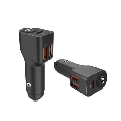 China Portable Cell Phone Charger QC3.0 Quick 2 Port Dual LED USB Car Charger New With Type C Port for sale