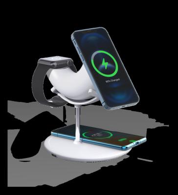 China 3in1 Low Price Cell Phone Wireless Phone Holder Magnetic Wireless Charger Stand Charging Station for sale