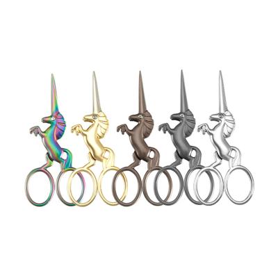 China Eco-friendly Cute Animal Design Gold Unicorn Scissors Stainless Steel School Kids Craft Accessories Set Vintage Embroidery Sewing Kits for sale