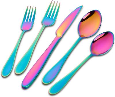 China Viable Mirror Spoon Fork Knife Stainless Steel Flatware Polish Cutlery Set Gold Dinnerware Kitchen Silverware Eating Utensils Black for sale