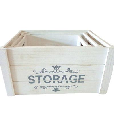 China Wholesale Natural Wooden Crates Europe Wooden Crates Toy Crate Vegetable Storage Crate Small Set of 3 for sale