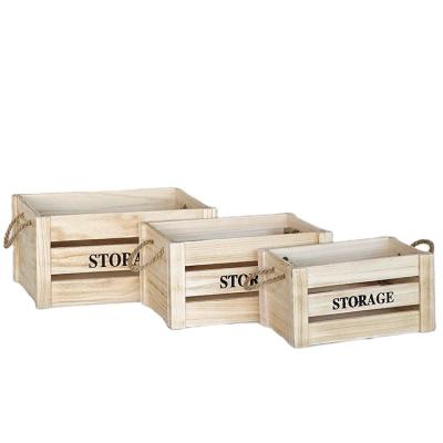 China Custom Unfinished Wooden Decorative Wooden Storage Box Crate Packing Box Viable Gift for sale