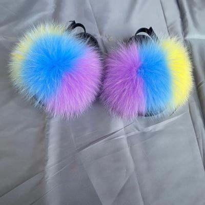 China Fashion Trend Design Fur Slides Kids Fur Slides Latest In Brown Kids Fur Slides for sale