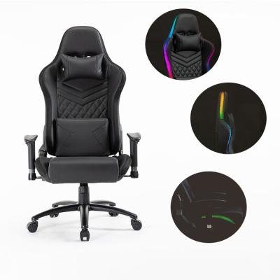 China Adjustable Height Adjustable Computer Gamer Chair Colored Light Led RGB Racing Gaming Chair With Footrest for sale