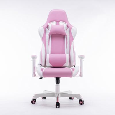 China (Size) 2021New Adjustable Lovely Girls Swivel Gamer Chair Pink Racing Gaming Chair With 2D Adjustable Armrest for sale