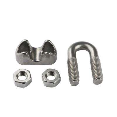 China Heavy Industry 304 Stainless Steel Malleabe Casted Wire Rope Clip DIN741 Hardware Fixture U Clamp Wholesale With Material Certificate 8MM for sale