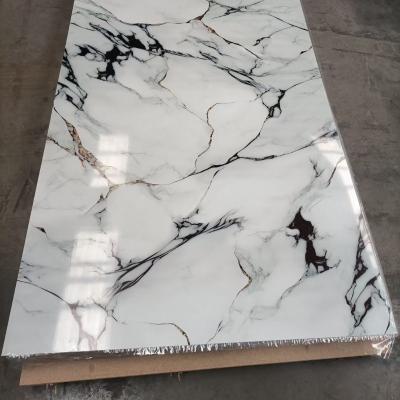 China UV Board PVC Laminate Sheet 1220*2440mm Interior Decoration Marble Wall Covering Panel for sale