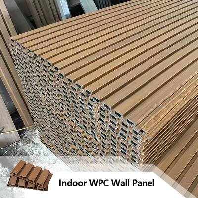 China Wpc Wall Panel Interior Decoration Indoor Boards Wood Plastic Composite Wpc Pvc Wall Panels Wpc Fluted Wall Panel Black groove for sale