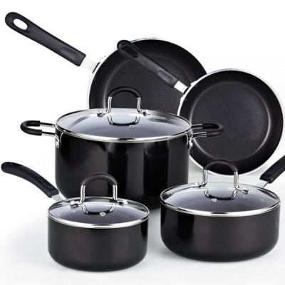 China Hot Selling Non-Stick Aluminum Pots And Pans Viable 8 Piece Heavy Gauge Cookware Sets for sale