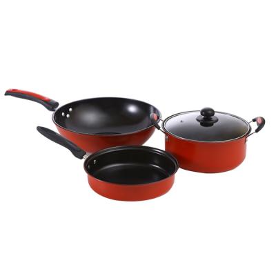 China Viable Hot Selling 4 Pieces Non Stick Sauce Fryer Pan Aluminum Alloy Cookware Wok Sets for sale