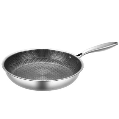 China Non Viable Wholesale Stainless Steel Honeycomb Cubic Frying Pan 304 Steak Pancake Cookware Stick Frying Pan for sale