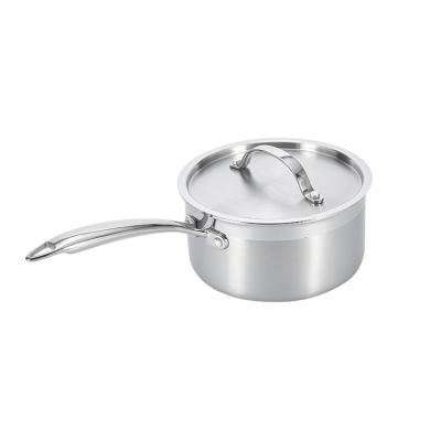 China High Quality Viable 2.5Qt Stainless Steel 3ply Plated Heavy Bottom Sauce Pan With Lid SS304 for sale