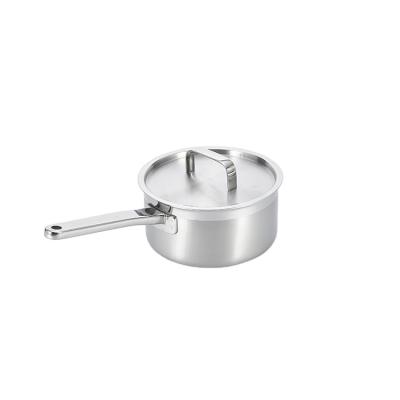 China Triple Sustainable High End Sauce Pan Making Cooking 1.6QT Stainless Steel Construction Saucepan With Cover for sale