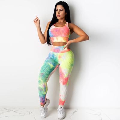 China Antibacterial New Arrivals High Waisted Yoga Fitness Set Custom Logo Women Brazilian Butt Lift Leggings Set for sale