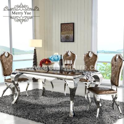 China Marble Top Wholesale Dining Furniture Table Set Rectangle Dining Table Chair Modern Marble Dining Table for sale