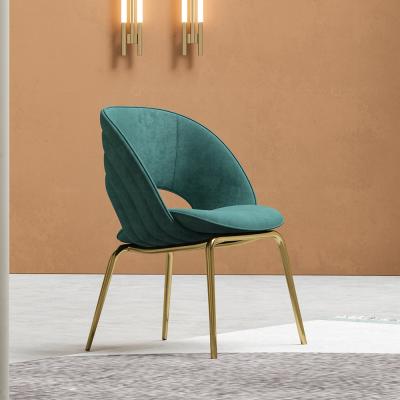 China Luxury Gold Metal Base Green Velvet Dining Chair Stable Modern Leather Stainless Steel Dining Chair for sale