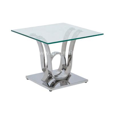 China Small European Glass Top Side Modern Side Bed Tempered Glass Furniture Living Room Table End Table Side Table for sale