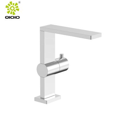 China 2021 QIOIO New Design 304 Stainless Steel Modern Deck Mounted Bathroom Basin Mixer Tap Faucet for sale