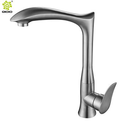 China Modern Brushed QIOIO 304 Shark Series Stainless Steel Hot And Cold Mixed Kitchen Faucets for sale