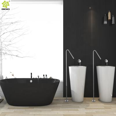 China Metered Faucets Unique Design 304 Stainless Steel Brushed Hot And Cold Free Standing Floor Sink Mixer for sale