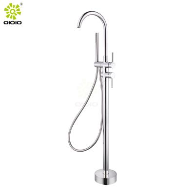 China Without Sliding Bar 304 Stainless Steel Bath Shower Mixer Tap Bathroom UPC Floor Mounted Free Standing Tub Faucet for sale