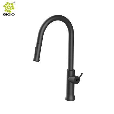 China Modern New Product 304 Stainless Steel Black Pull Out Kitchen Sink Faucet for sale