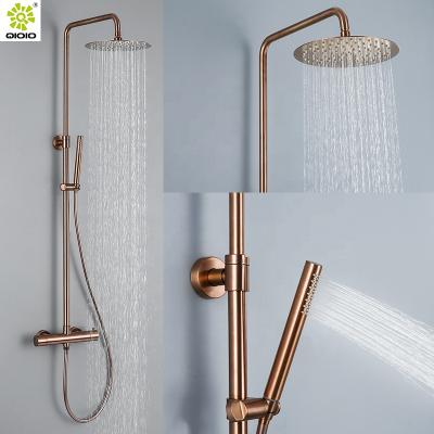 China With Slide Bar Thermostatic Shower 304 Stainless Steel Two Function Bathroom Shower Set Wall Mounted for sale