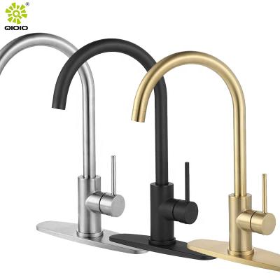 China Modern Professional Manufacturer Kitchen Sink Faucet 304 Stainless Steel Brushed Hot Cold Mixed Kitchen Faucet for sale