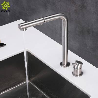 China Kaiping Modern Multifunction Sink Faucet Hot And Cold 304 Stainless Steel Mixer Pull Out Kitchen Faucets for sale