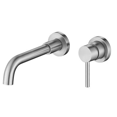 China Modern Design 304 Stainless Steel Nickel Free Lead Bathroom Hidden Wall Mounted Swept Basin Mixer Tap Faucet for sale