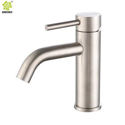 China Kaiping 304 Stainless Steel Hot Mixer Taps Heavy Brushed Basin and Cold Sink Faucets for sale