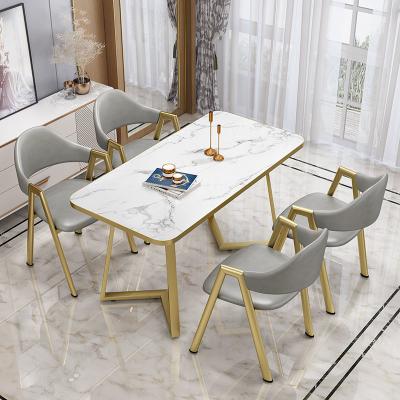 China Color Can Be Chosen Dining Table Dining Table Glass Marble Dining Table Set Nordic Luxury Modern Home Rock Plate Combination Factory Wholesale for sale