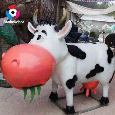 China Life Size Theme Park Cow Statue Cattle Fiberglass Dairy Cows Statue for sale