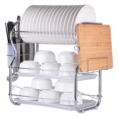 China Creative Wholesale Kitchen Utensils Viable and Rack Kitchen Dishes Disposal and Storage Racks Stainless Steel Shelf Organizer for sale